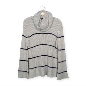 Wooden Ships Grey Stripe Wool Blend Turtleneck Sweater Size S/M